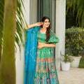 Pretty Sea Green Bandhani Printed Lehenga Choli with Dupatta