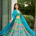 Pretty Sea Green Bandhani Printed Lehenga Choli with Dupatta