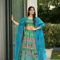 Pretty Sea Green Bandhani Printed Lehenga Choli with Dupatta