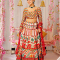 Elegant Multicolor Bandhani Printed Lehenga Choli with Red Dupatta