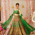 Graceful Green Floral Bandhani Printed Lehenga Choli with Matching Dupatta