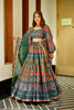 Stunning Green Multicolor Gujarati Embroidered Navratri Chaniya Choli with Dupatta