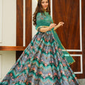 Stunning Green Multicolor Gujarati Embroidered Navratri Chaniya Choli with Dupatta