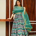 Stunning Green Multicolor Gujarati Embroidered Navratri Chaniya Choli with Dupatta