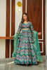 Stunning Green Multicolor Gujarati Embroidered Navratri Chaniya Choli with Dupatta