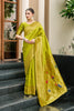Parrot Green Silk Saree Peacock Floral Pallu Traditional Festive Wear