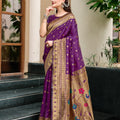Royal Purple Silk Saree Peacock Floral Pallu Traditional Festive Wear