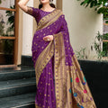 Royal Purple Silk Saree Peacock Floral Pallu Traditional Festive Wear