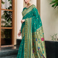 Green Silk Saree Peacock Floral Pallu Traditional Festive Wear