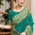 Green Silk Saree Peacock Floral Pallu Traditional Festive Wear