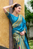 Elegant Blue Silk Saree Floral Festive Wear