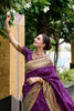 Elegant Purple Banarasi Silk Saree Floral Design