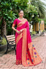 Stunning Pink Banarasi Silk Saree Floral Pallu Design