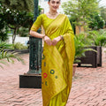 Graceful Green Banarasi Silk Saree Colorful Floral Pallu