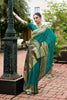 Elegant Teal Green Banarasi Silk Saree Floral Pallu Design