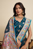 Teal Blue Banarasi Silk Saree with Multicolor Designer Pallu Festive Wear