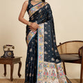 Navy Blue Banarasi Silk Saree with Rich Contrast Pallu Festive Wear Saree