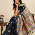 Navy Blue Banarasi Silk Saree with Rich Contrast Pallu Festive Wear Saree