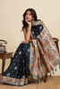 Navy Blue Banarasi Silk Saree with Rich Contrast Pallu Festive Wear Saree