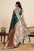 Teal Green Banarasi Silk Saree Multicolor Contrast Pallu Festive Wear