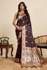 Maroon Banarasi Silk Saree Multicolor Floral Pallu Party Wear