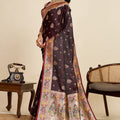 Maroon Banarasi Silk Saree Multicolor Floral Pallu Party Wear