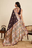Maroon Banarasi Silk Saree Multicolor Floral Pallu Party Wear