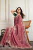 Dusty Pink Saree with Green Blouse Designer Party Wear Silk Saree
