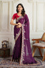 Purple Saree with Red Blouse Designer Party Wear Silk Saree