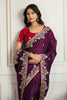 Purple Saree with Red Blouse Designer Party Wear Silk Saree