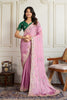 Light Pink Saree with Green Blouse Designer Party Wear Silk Saree