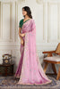 Light Pink Saree with Green Blouse Designer Party Wear Silk Saree