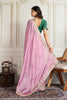 Light Pink Saree with Green Blouse Designer Party Wear Silk Saree