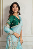 Light Blue Saree with Green Blouse Designer Party Wear Silk Saree