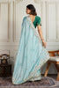 Light Blue Saree with Green Blouse Designer Party Wear Silk Saree