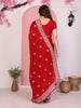 Elegant Red Embroidered Saree with Blouse Party Wear