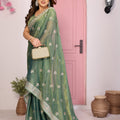 Designer Green Embroidered Saree with Blouse Party Wear