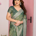 Designer Green Embroidered Saree with Blouse Party Wear