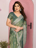 Designer Green Embroidered Saree with Blouse Party Wear