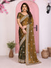 Designer Brown Embroidered Saree with Blouse Party Wear