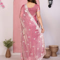 Designer Pink Embroidered Saree with Blouse Party Wear
