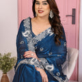 Designer Navy Blue Georgette Saree Party Wear