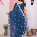 Designer Navy Blue Georgette Saree Party Wear