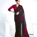 Elegant Black Maroon Saree Blouse Party Wear