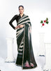 Elegant Black White Striped Saree Black Blouse Party Wear