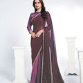Elegant Wine Pink Saree with Border and Matching Blouse Party Wear
