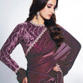 Elegant Wine Pink Saree with Border and Matching Blouse Party Wear