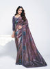 Designer Purple Saree with Matching Blouse  Elegant Party Wear