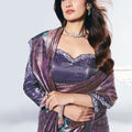 Designer Purple Saree with Matching Blouse  Elegant Party Wear