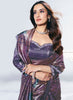 Designer Purple Saree with Matching Blouse  Elegant Party Wear
